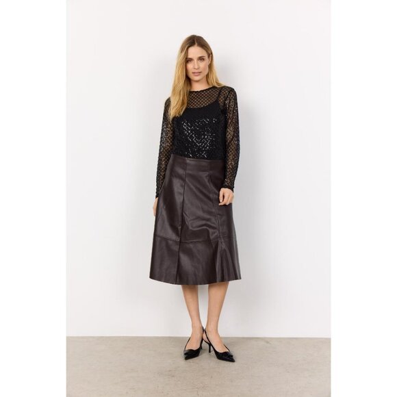 NWT SOYA CONCEPT ASIMA Black Sequin Mesh Longsleeve Top - Picture 2 of 5